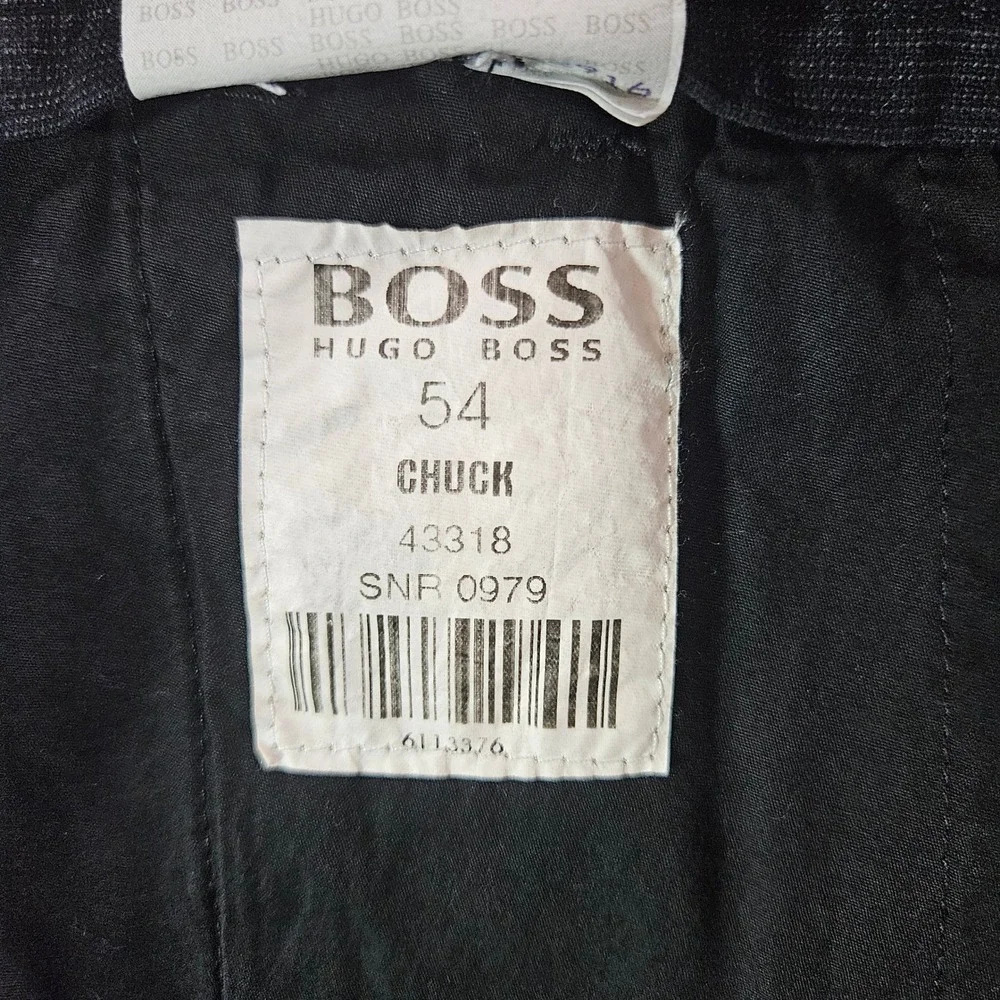 Hugo Boss Chuck Mens Charcoal Grey Textured Cotton Blend Dress Pants 54 36x30